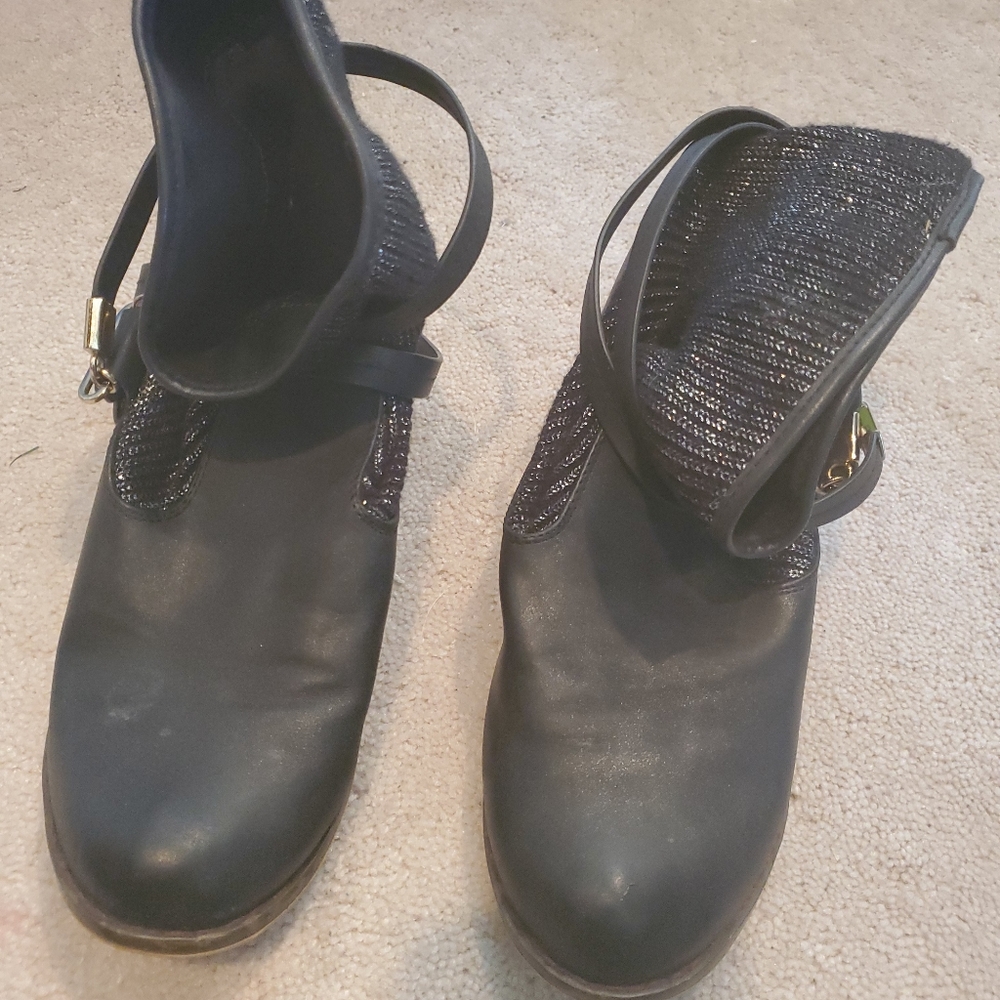 M's makers black boots slouch ankle low Heels 7.5